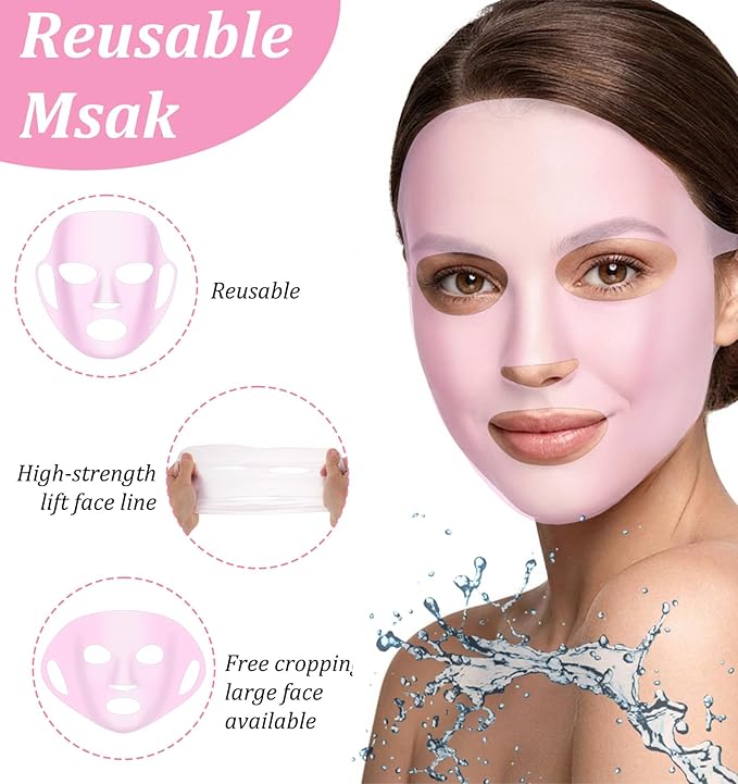 3Pcs Silicone Facemask Holder Reusable, Silicone Face Mask Holder Firming Facemask Holders for Sheet Masks, Wet Locking Avoid Evaporation Skincare Beauty Tool Pink Gold White