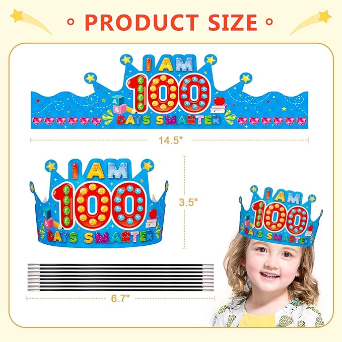 SICOHOME Paper Crown Hats Caps for Kids Paper Crowns for Students Classroom Kindergarten Preschool Party Supplies Adjustable