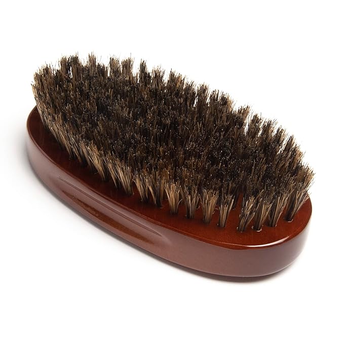 Diane Premium 100% Boar Bristle Military Wave Hair Brush for Men, Medium Firm Bristles for Thick, Curly or Coarse Hair, Use for Detangling, Smoothing, Wave Styles, Soft on Scalp, Restores Shine