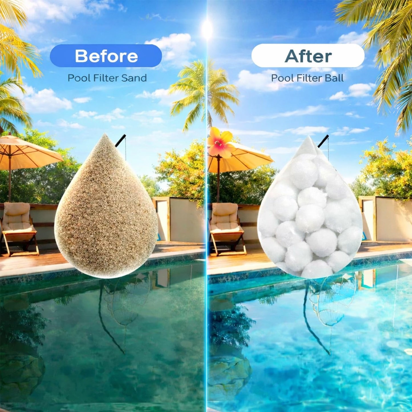Fwxdbwyl 1.54 Lbs Pool Filter Balls for Sand Filter, Eco-Friendly Filter Balls Replace 50 lbs Pool Filter Sand, Lightweight and Reusable Fiber Ball, Pool Filter Media Balls for Swimming Pool