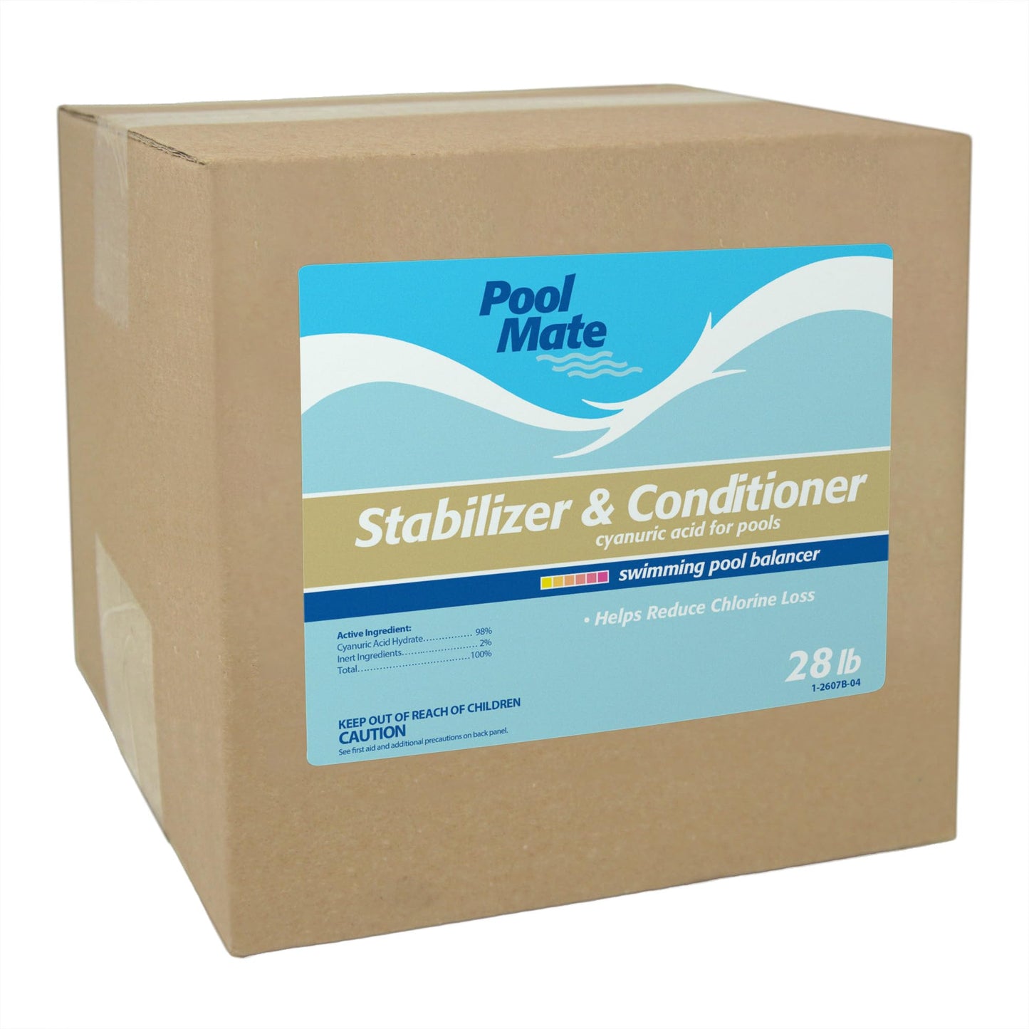 Pool Mate 28-Pounds Premium Pool Stabilizer and Conditioner, Concentrated Cyanuric Acid for Pools, Helps Chlorine Last Longer