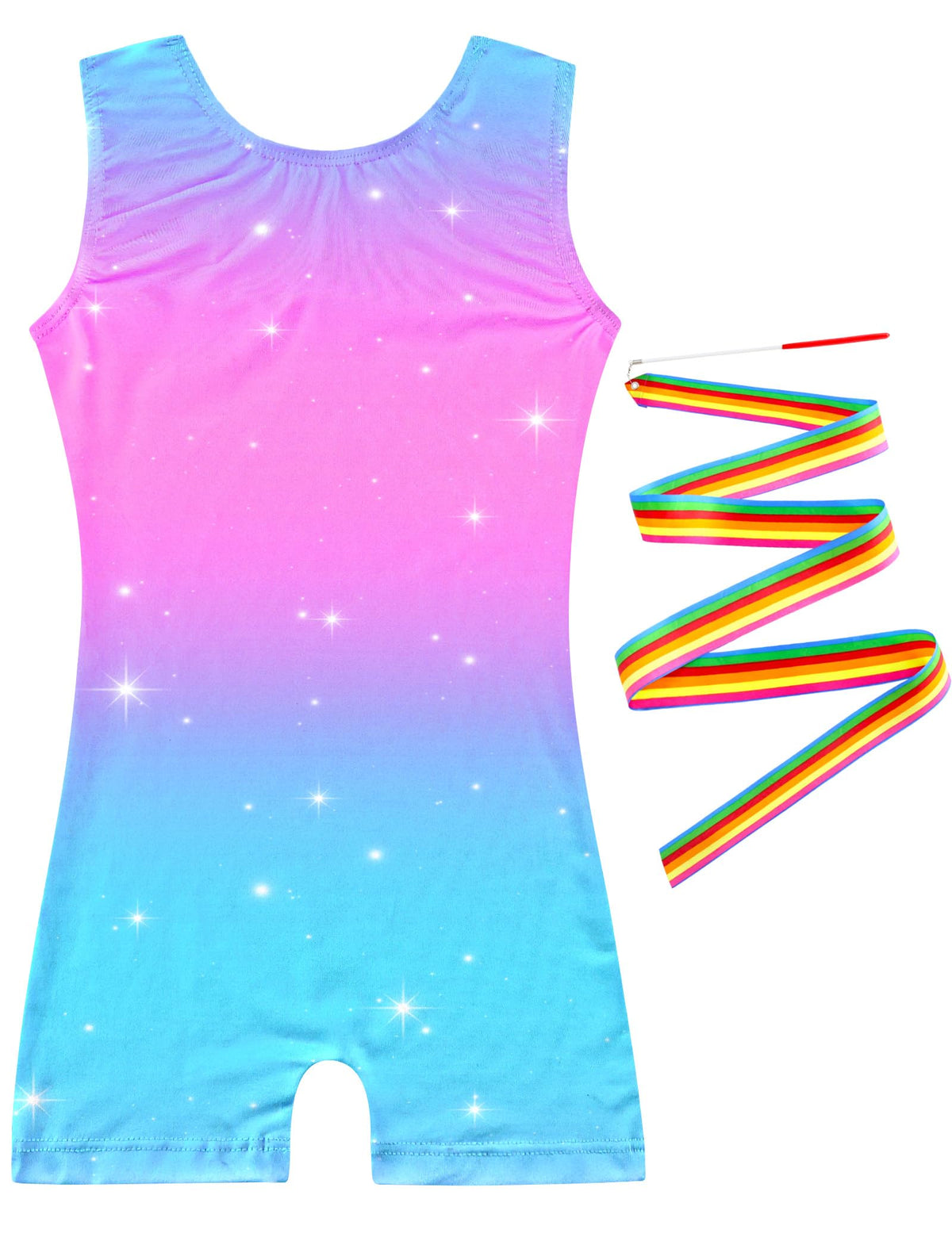 Alikhonf Leotards for Girls Gymnastics Toddler Leotard Gymnastics Size 2t 3t Blue Pink Stars Biketard with Shorts