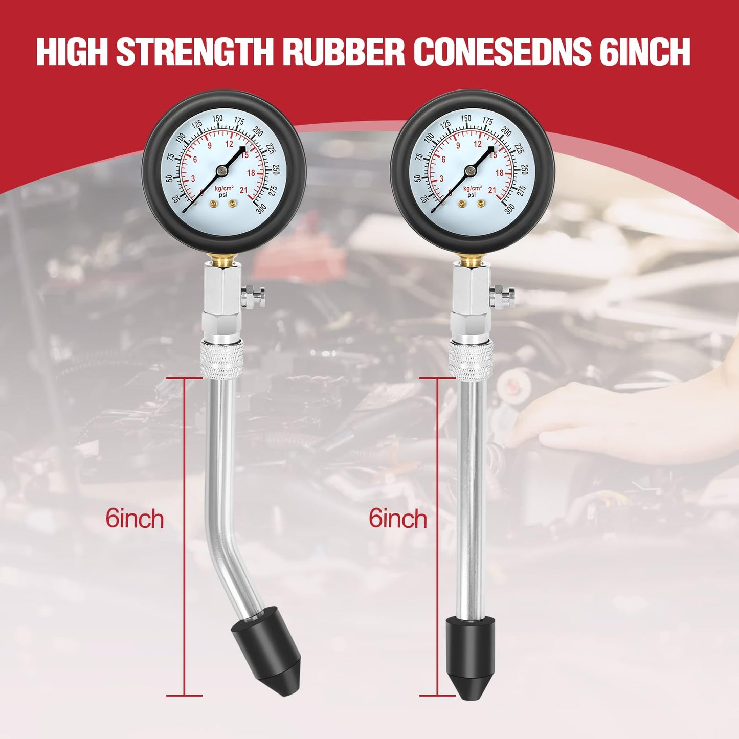 BETOOLL 9pcs Compression Tester with Spark Plug Tester - 300PSI Car and Motorcycle Engine Cylinder Compression Gauge Automotive Tool