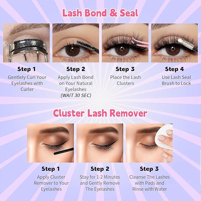 RITALASH Lash Extension Kit DIY Lash Clusters 800pcs Cluster Lashes Individual Lashes Book Set Eyelash Extension Kit with Lash Bond and Seal,Lash Remover,Lash Tweezers(20D+40D+60D+100D Kit,8-16mm)