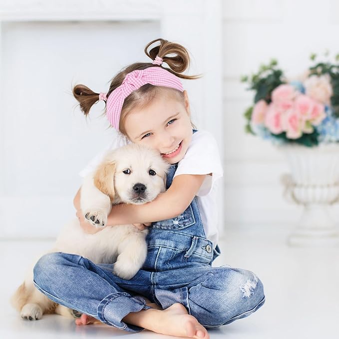 Knotted Headbands for Girls Non Slip Girl Square Headband Wide Top Knot Head Bands Mommy and Me Fashion Hairband Womens Turban Hair Accessories(Pink & Blue,2Pcs)