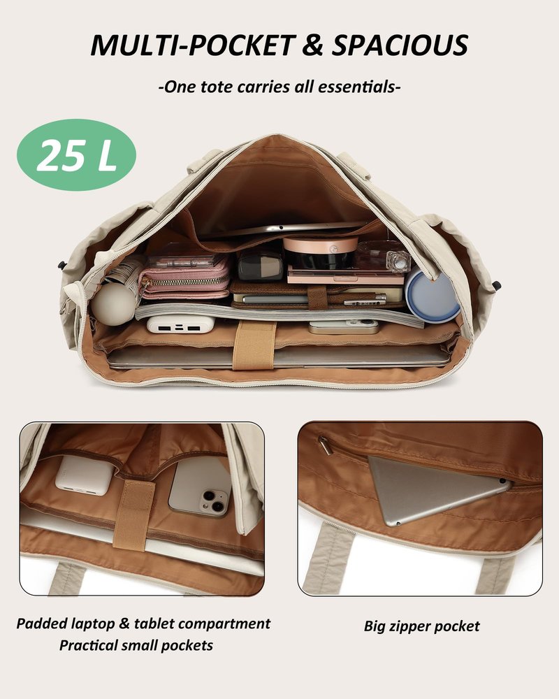 TANTOMI Tote Bag for Women Puffer Tote Bag with Zipper, Qulited Shoulder Bag Lightweight Handbags for Work Travel School Gym