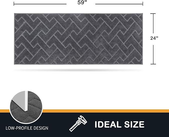 PURRUGS Dirt Trapping Door Mat 24" x 59", Non-Slip Machine Washable Entry Rug, Dog Doormat, Indoor Front Door Mat, Super Absorbent Entryway Rug for Muddy Shoes & Paws, Grey