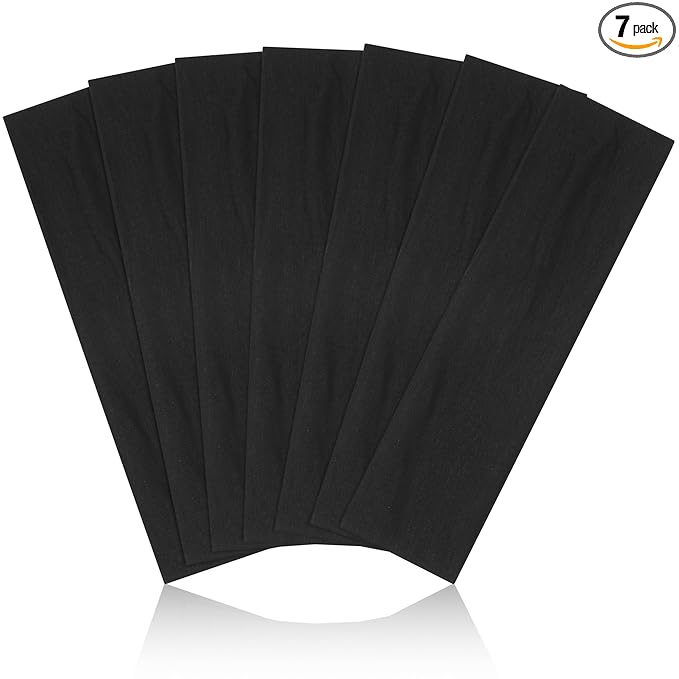 DiyJibb Headbands for Women, Stretchy Non Slip Soft Cotton Cloth Hair Bands for Sports, Workout, Yoga and Running, 7pcs