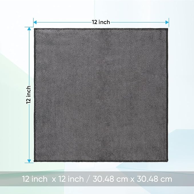 HOMEXCEL Microfiber Washcloths 24 Pack, Highly Absorbent and Soft Face Towel, Multi-Purpose Grey Wash Cloths for Bathroom, Hotel, Spa, Gym, and Kitchen, 12x12 Inch