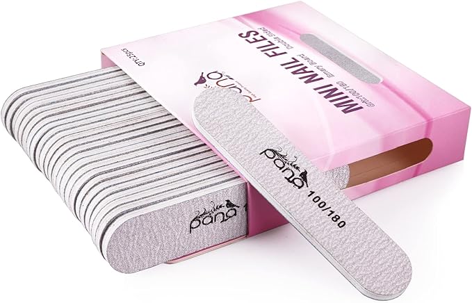 25PCS Mini Size PANA Professional Double Sided Nail Files - Zebra, 100/180 Grit - Emery Board Nail Buffering File Manicure Pedicure Nail Polisher Washable