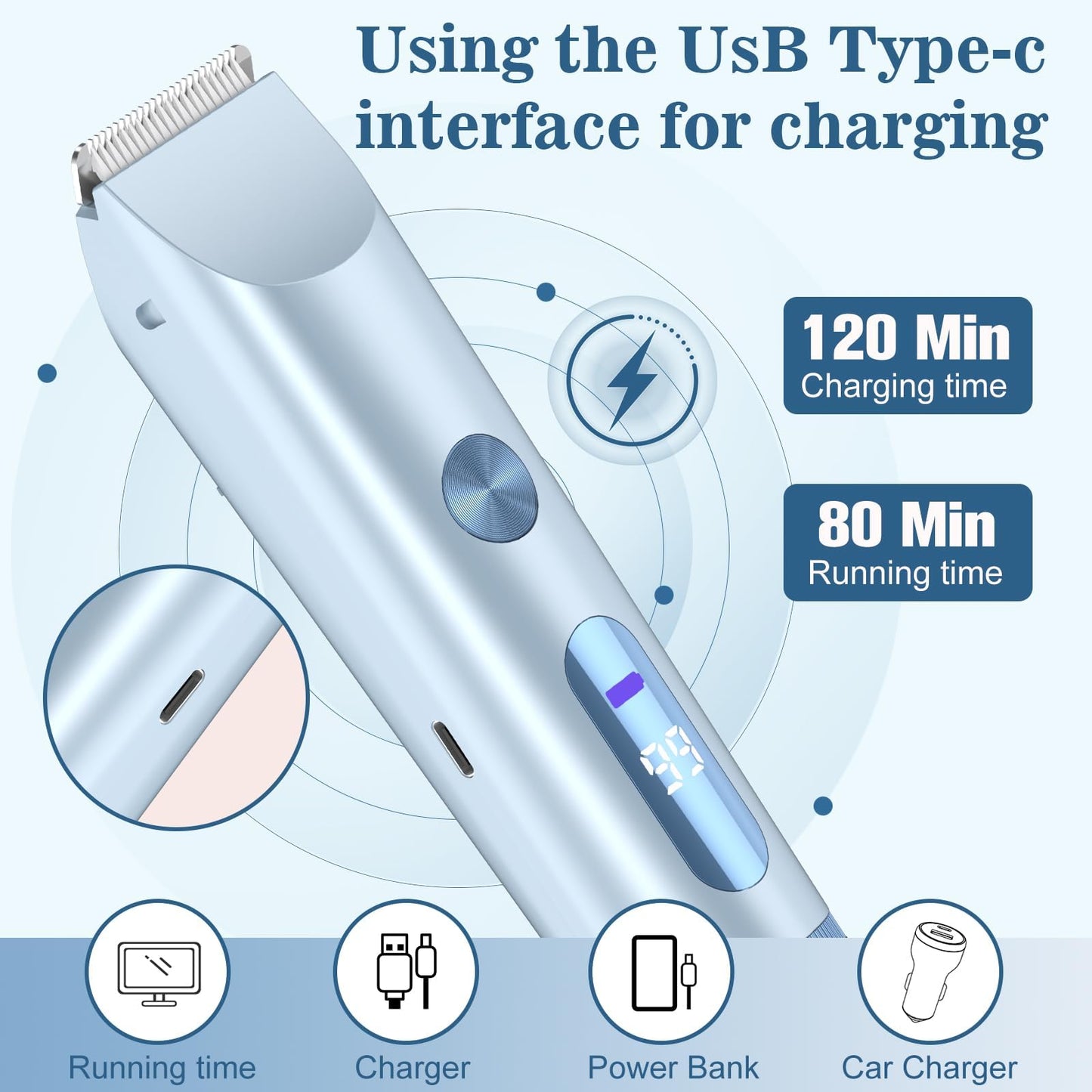 Bikini Trimmer for Women 2in1 High Power Epilators Hair Removal Waterproof Electric Razors Women's Electric Razor Pubic Hair Trimmer Shaver for Women for Ladies Pubic，Face， Underarms，Legs(Purple)