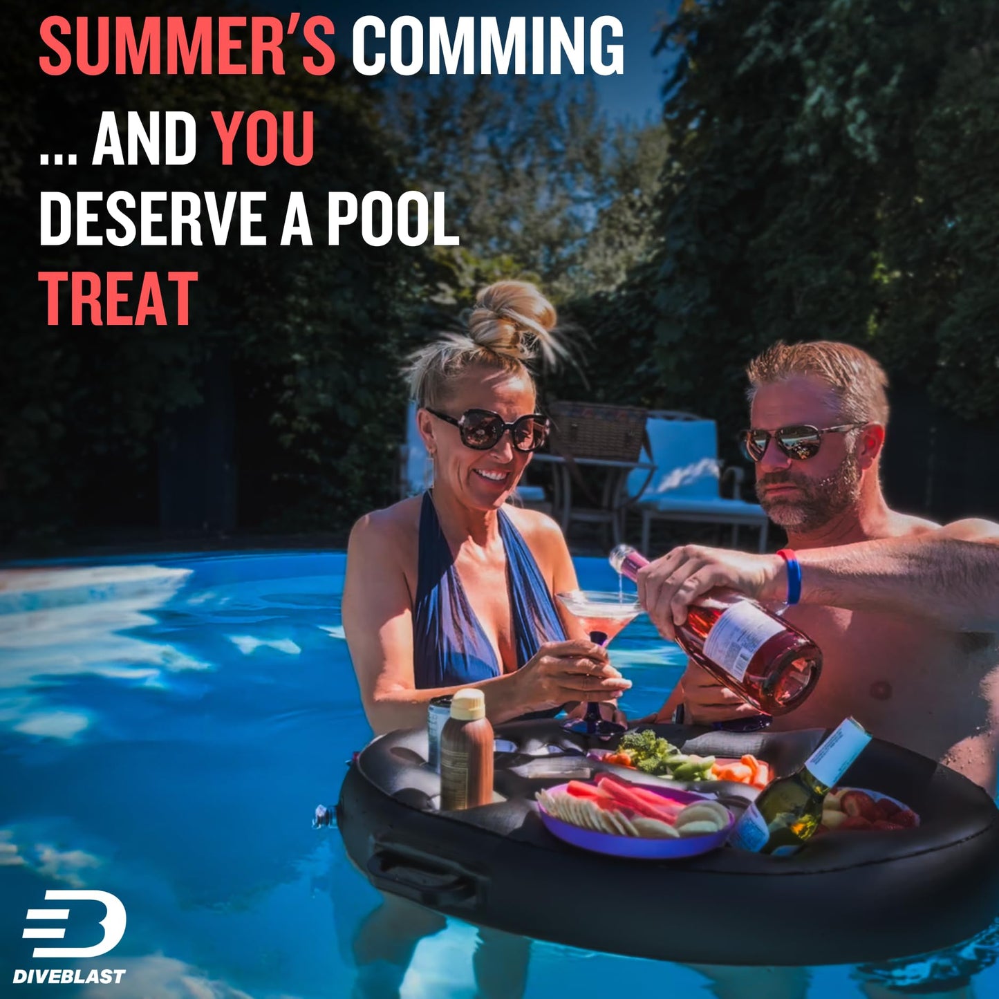 DIVEBLAST: Premium Floating Drink Holder for Pool, Hot Tub Accessories for Adults - Holds Up to 50 LBS - Fun Swimming Pool Accessories for Adults, Cool and Unique Drink Floaties