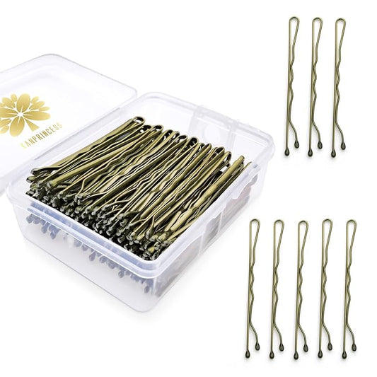 100PCS 2Inches Hair Pins Kit Hair Clips Secure Hold Bobby Pins Hair Clips for Women Girls and Hairdressing Salon With Clear Storage Box(Bronze)