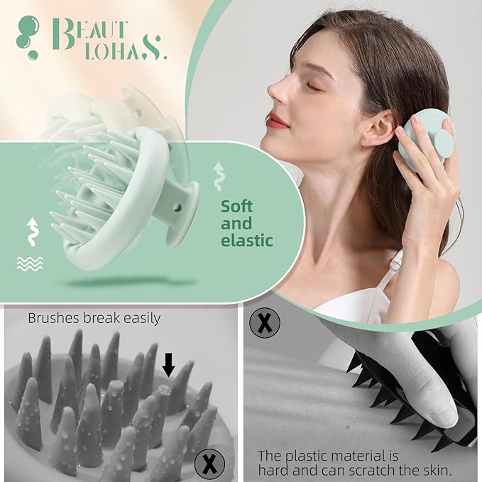 Scalp Massager Shampoo Brush, Scalp Massager Hair Growth & Dandruff Removal, Scrubber Scalp with Soft Silicone Bristles, Wet&Dry Ã¢ÂÂHair Brush for All (Mint Green)
