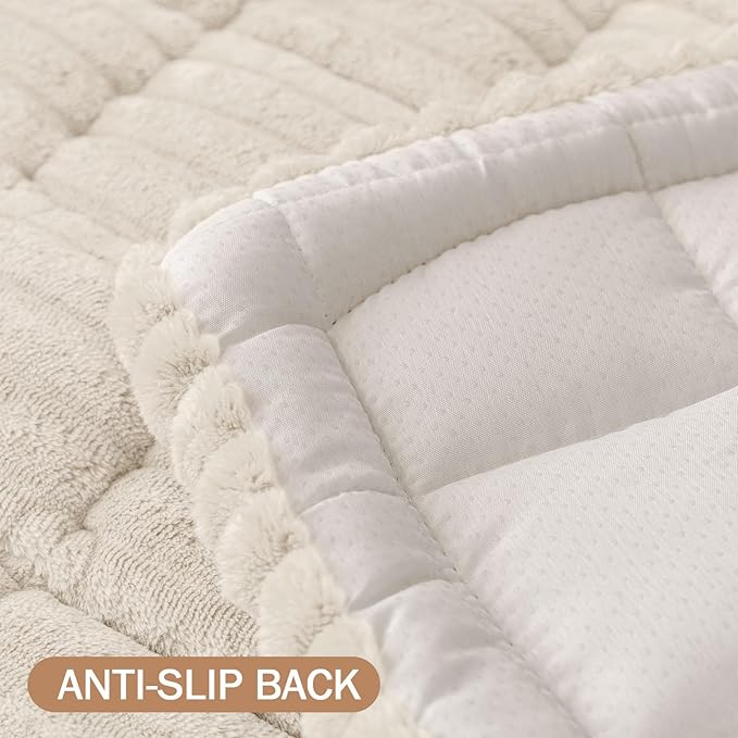 Smiry Couch Cover for Dogs Washable, Non Slip Fuzzy Pet Couch Covers for 3 Cushion Sofa Pet Friendly, Thick Soft Sofa Slipcovers Cushion Protector (White, 27.6" x 88")