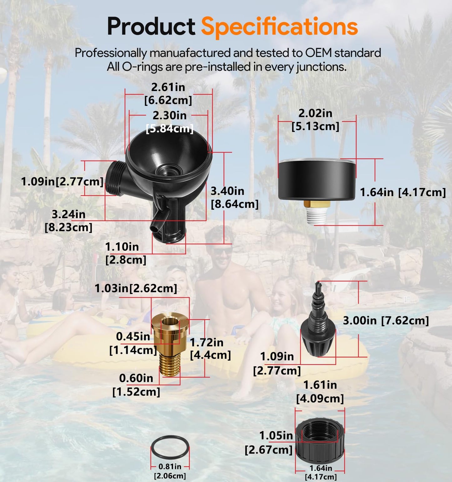 Upgrade R0357200 Brass Air Relief Valve with Pressure Gauge, Air Release Valve Replacement Parts for Zodiac Janay Pool and Spa Filters, CV & CL, DEV & DEL, JS Series