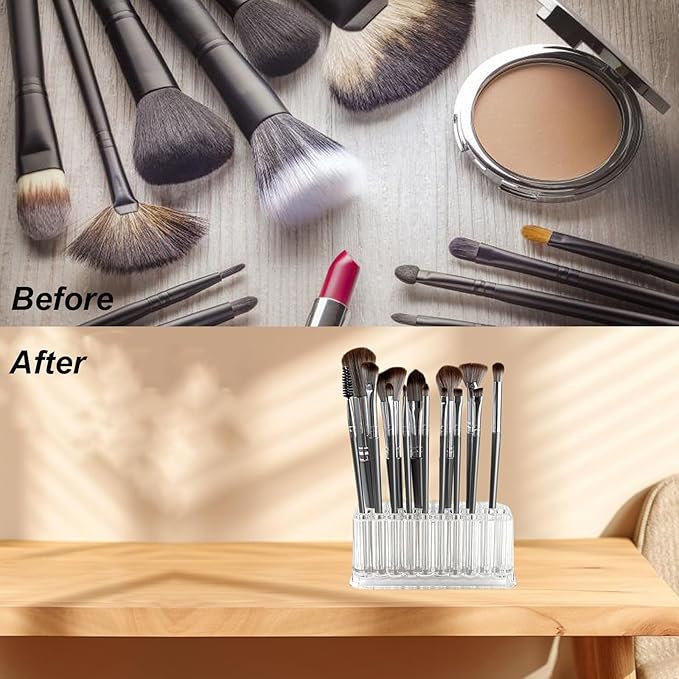 Clear Acrylic Lipstick Organizer Makeup Nail Brush Eyeliner Lip Liner Holder 26 Spaces Cosmetic Display Case