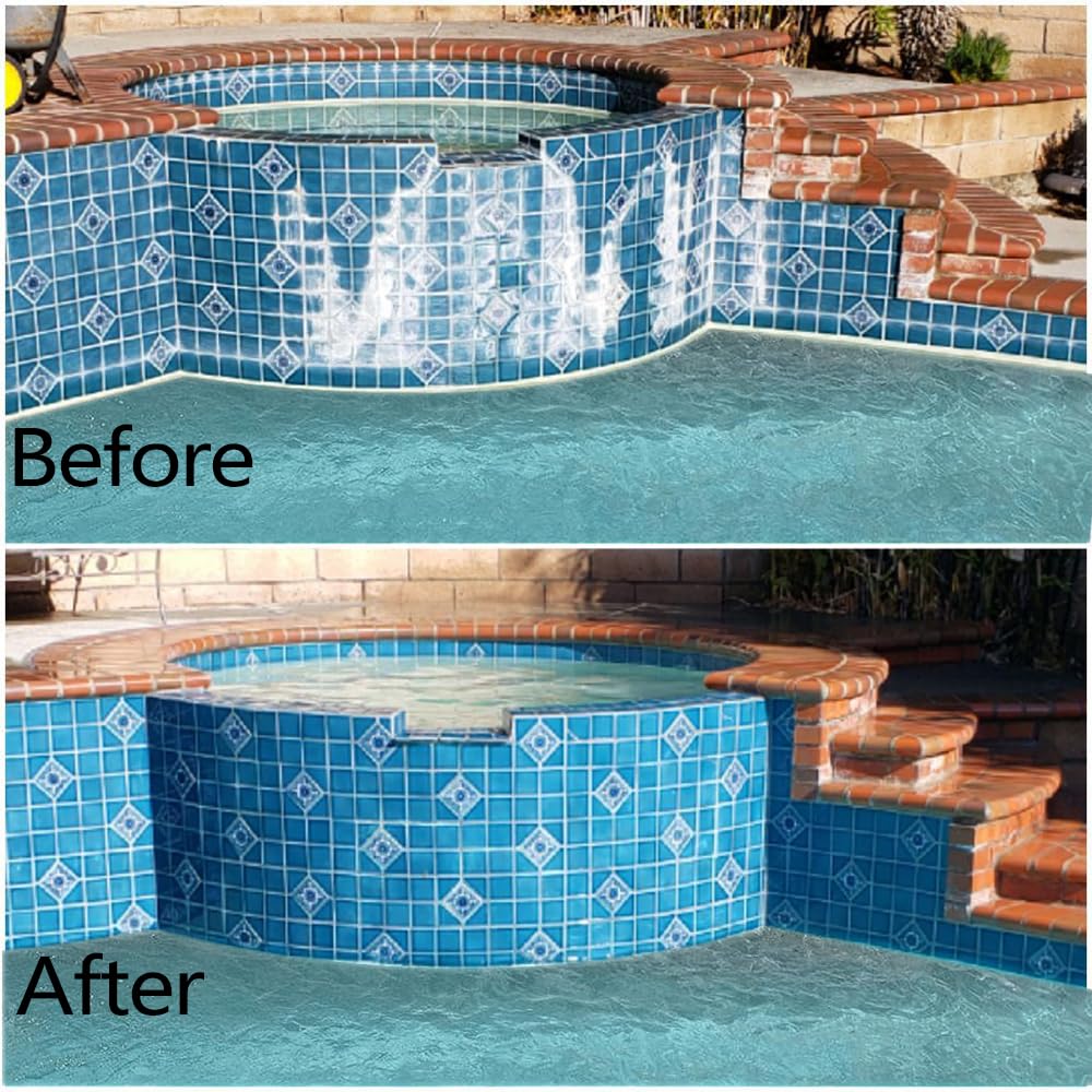 Pool Pumice Stone and 5 inch Stainless Steel Pool Brush Set with EZ-Clip Handle to Reomve Erase Rust Stain Spot in Concrete Plaster Pool Spa and Calcium Deposit on Pool Tile