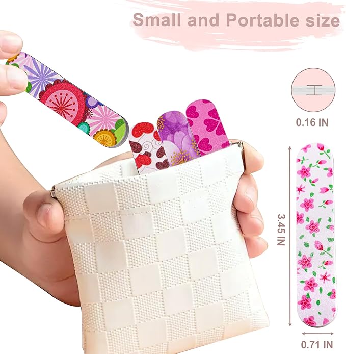 Mini Nail Files (50 Packs), Colorful Emery Boards for Nails Double Sided 180 Grit Emory, Gifts Bulk Fingernails Manicure Tools Shaping Buffing Smoothing Filers Cute 3.5Ã¢ÂÂ
