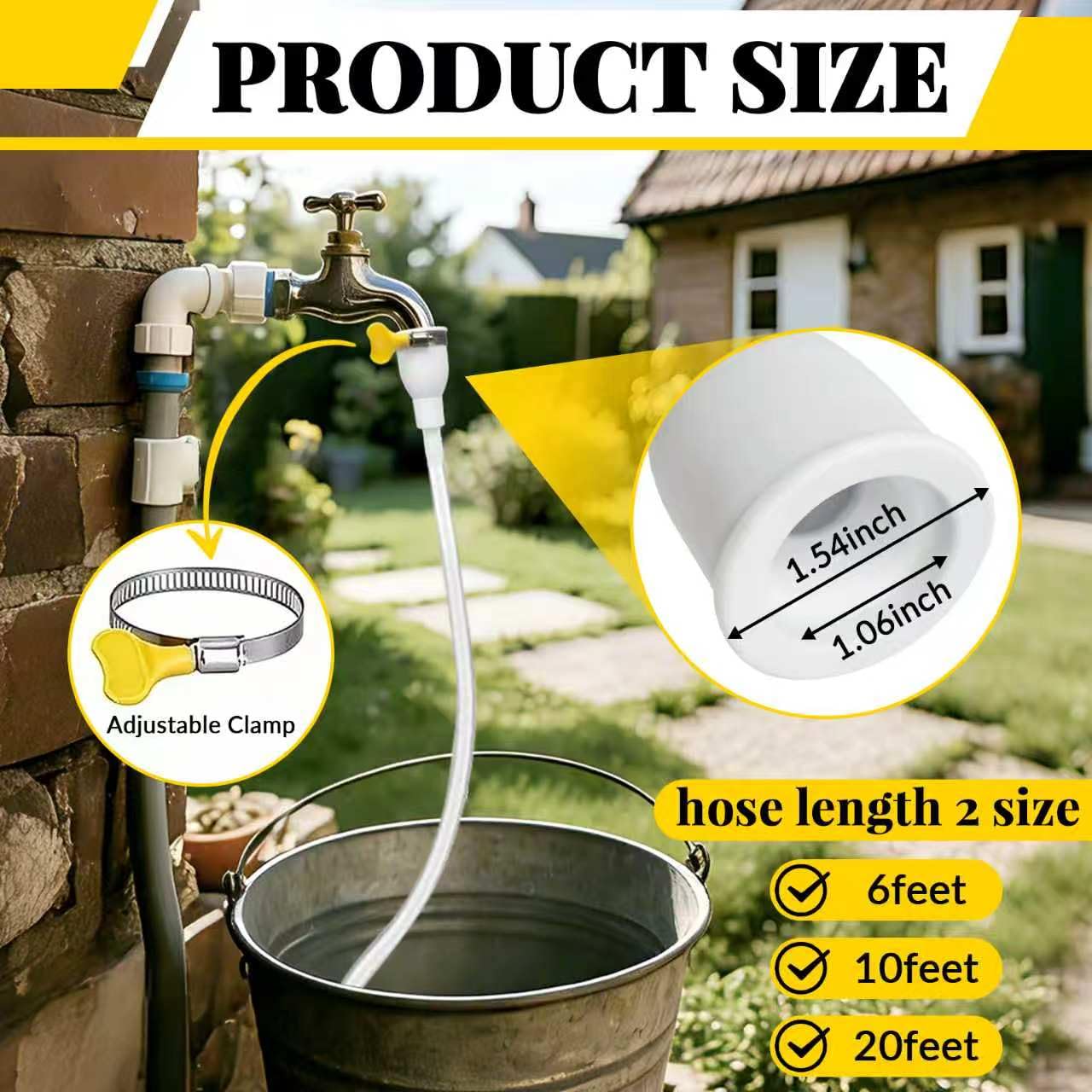 6 FT Faucet Hose Adapter for Sink, Transparent PVC Extra Long Hose and Faucet Connector with Hose Clamp for Bucket, Garden, Sink, Pet Bathing