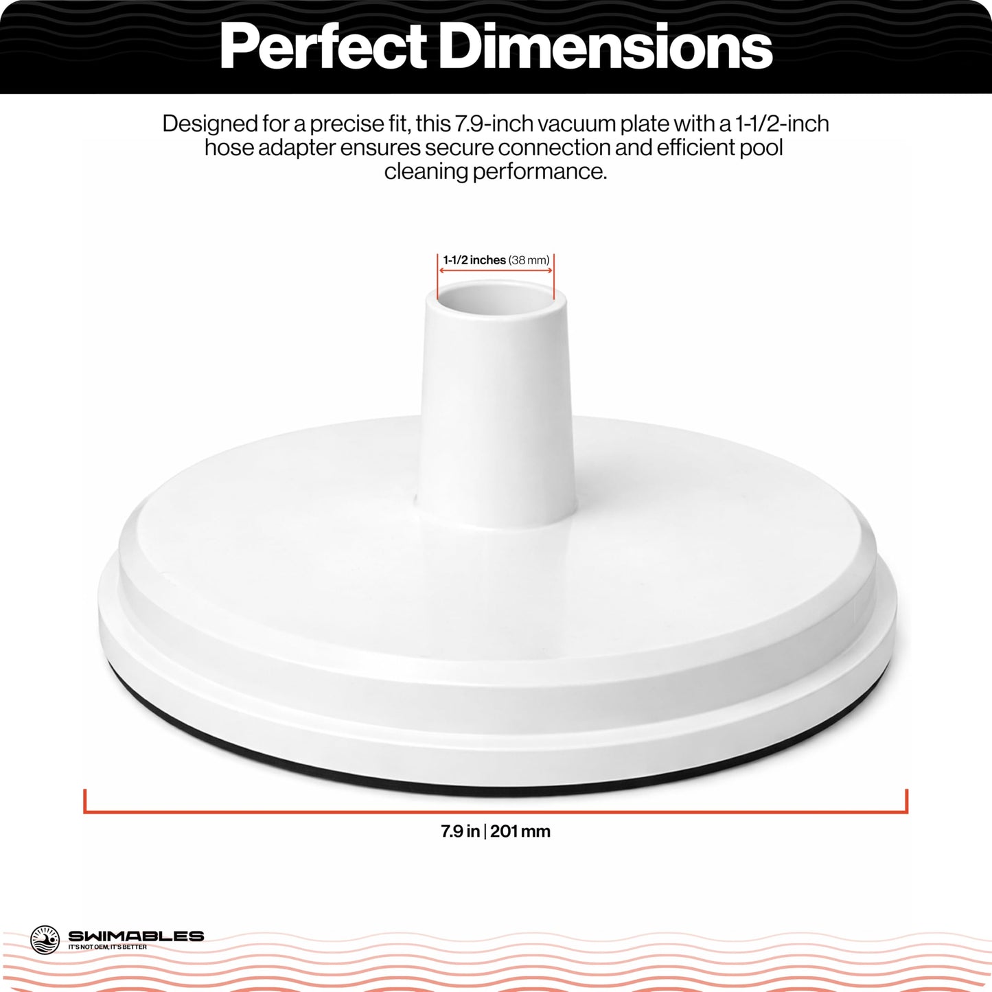 Swimables SP1106 Pool Skimmer Vacuum Plate Compatible with Hayward SP1082 SP1084 SP1085 SP1075-7-29/32” Skim Vac Plate with 1-1/2” Hose Adapter for In-Ground Pools Skimmer Replacement Parts