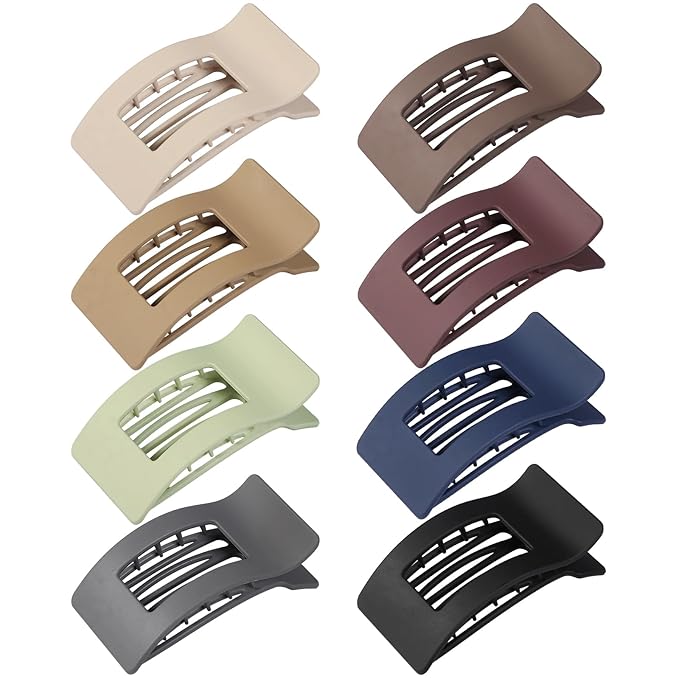 8 Pcs Large Flat Hair Clips for Women, Non-slip Big Square Matte Hair Claw Clips