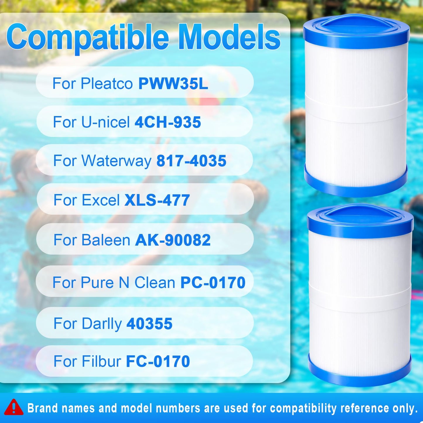 Foifatt PWW35L Hot Tub Filter Cartridge Filter Compatible with Unicel 4CH-935 Waterway 817-4035 Teleweir 35 SF, Pool & Spa Filter, 2 Pack