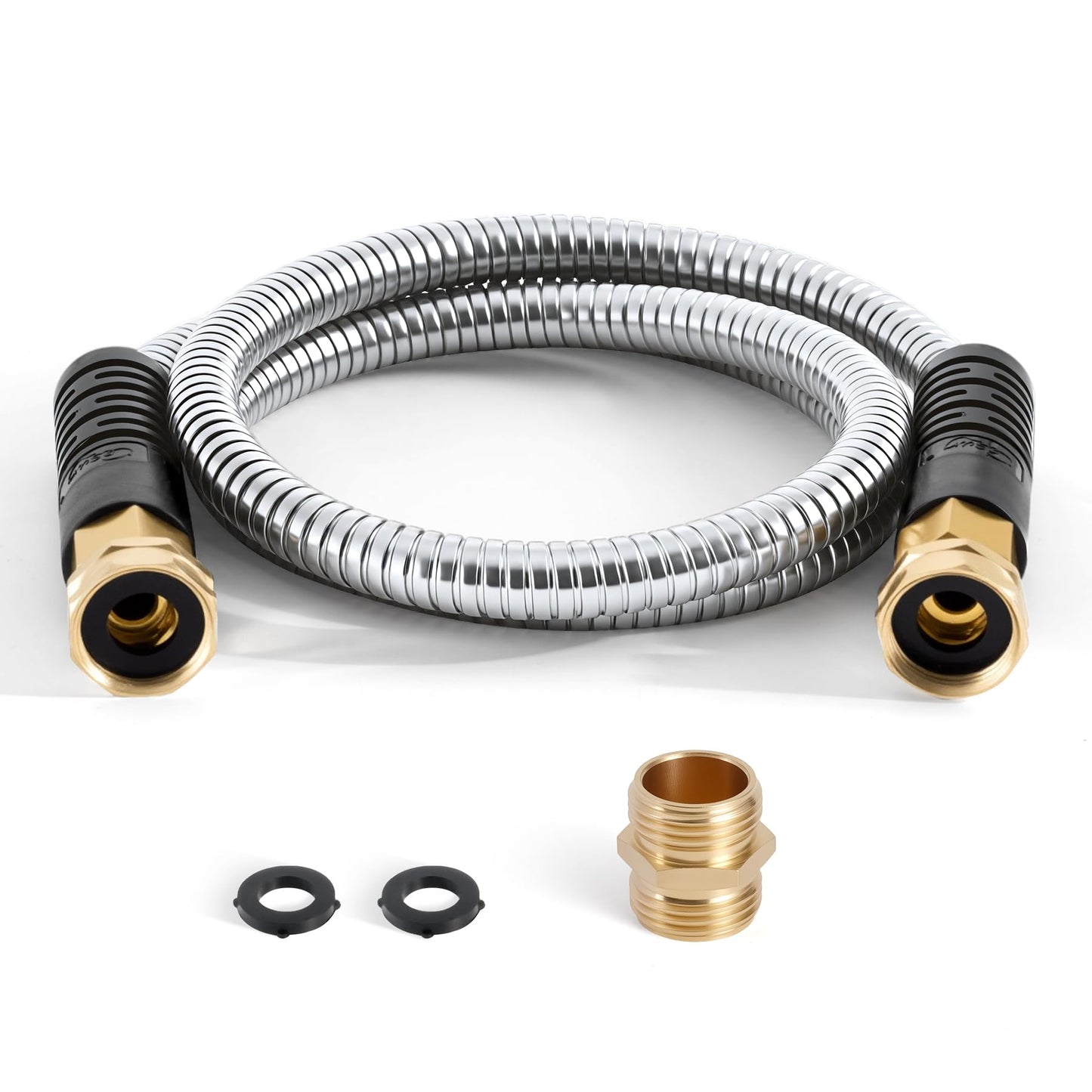 Cesun Short Garden Hose 3 ft with Female to Female Connector, Small Metal Leader Hose, Drinking Water Hose, Flexible, Lightweight Stainless Steel Water Pipe for RV, Outdoor, Yard, 3ft x 5/8"
