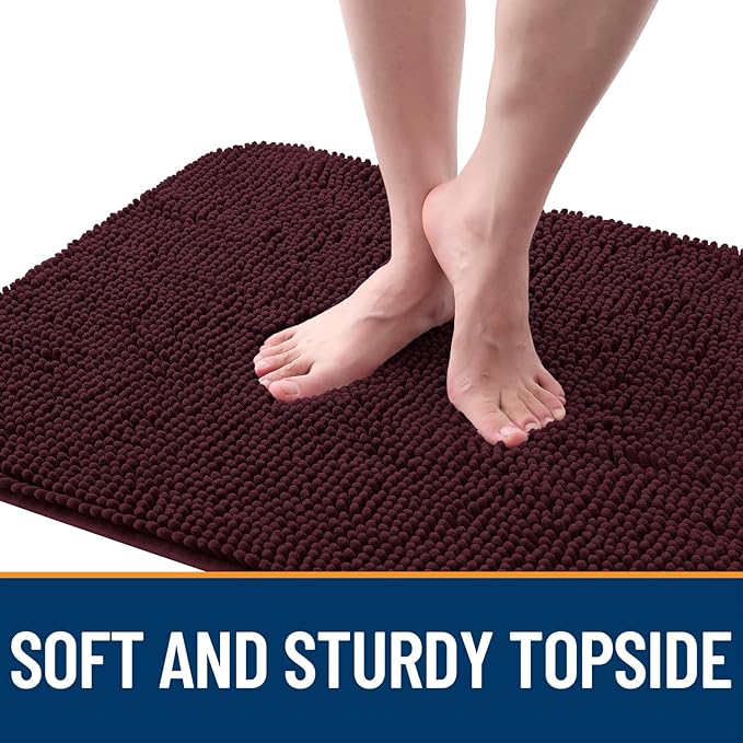 OLANLY Dog Door Mat for Muddy Paws 59x24, Absorbs Moisture and Dirt, Absorbent Non-Slip Washable Doormat, Quick Dry Chenille Mud Mat for Dogs, Entry Indoor Entryway Carpet for Inside Floor, Russet