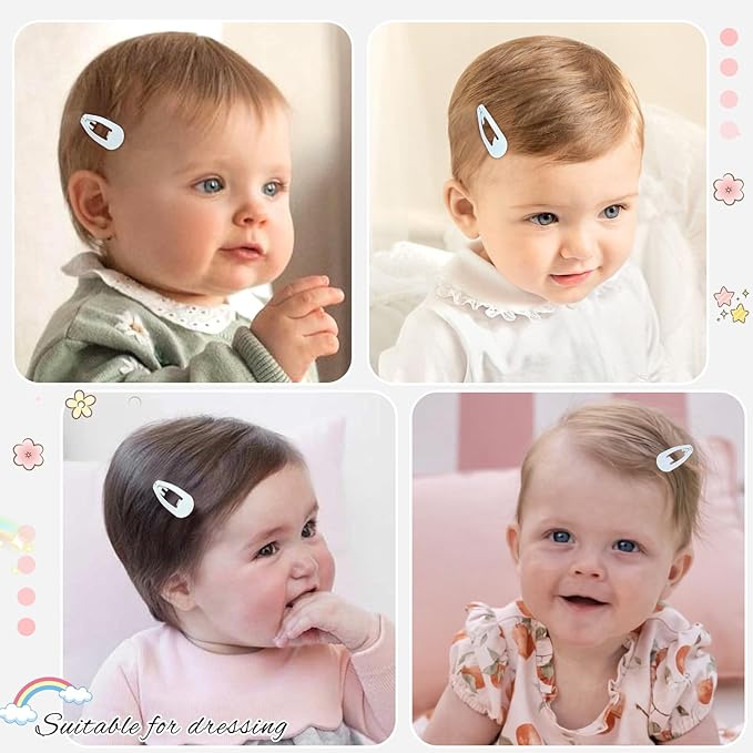 1Inch White Snap Hair Clips, 60Pcs Small Hair Clips for Little Girls, Baby Infant 3cm Candy Color Barrettes for Toddlers Hair Accessories