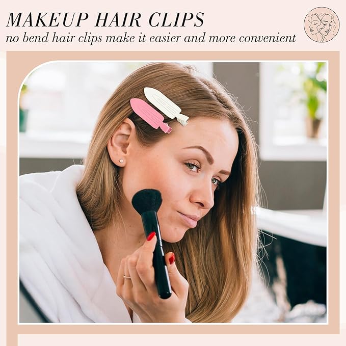 obeoby 12 Pcs No Bend No Crease Hair Clips, Hair Clips Barrettes for Styling for Woman Girl Makeup Accessories