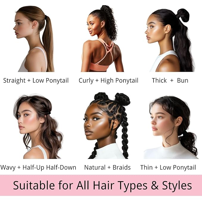 LuSeren 120 Pcs No Damage Thick Hair Ties, Large Soft Seamless Nylon Cloth Hair Elastics for Women, Light Color