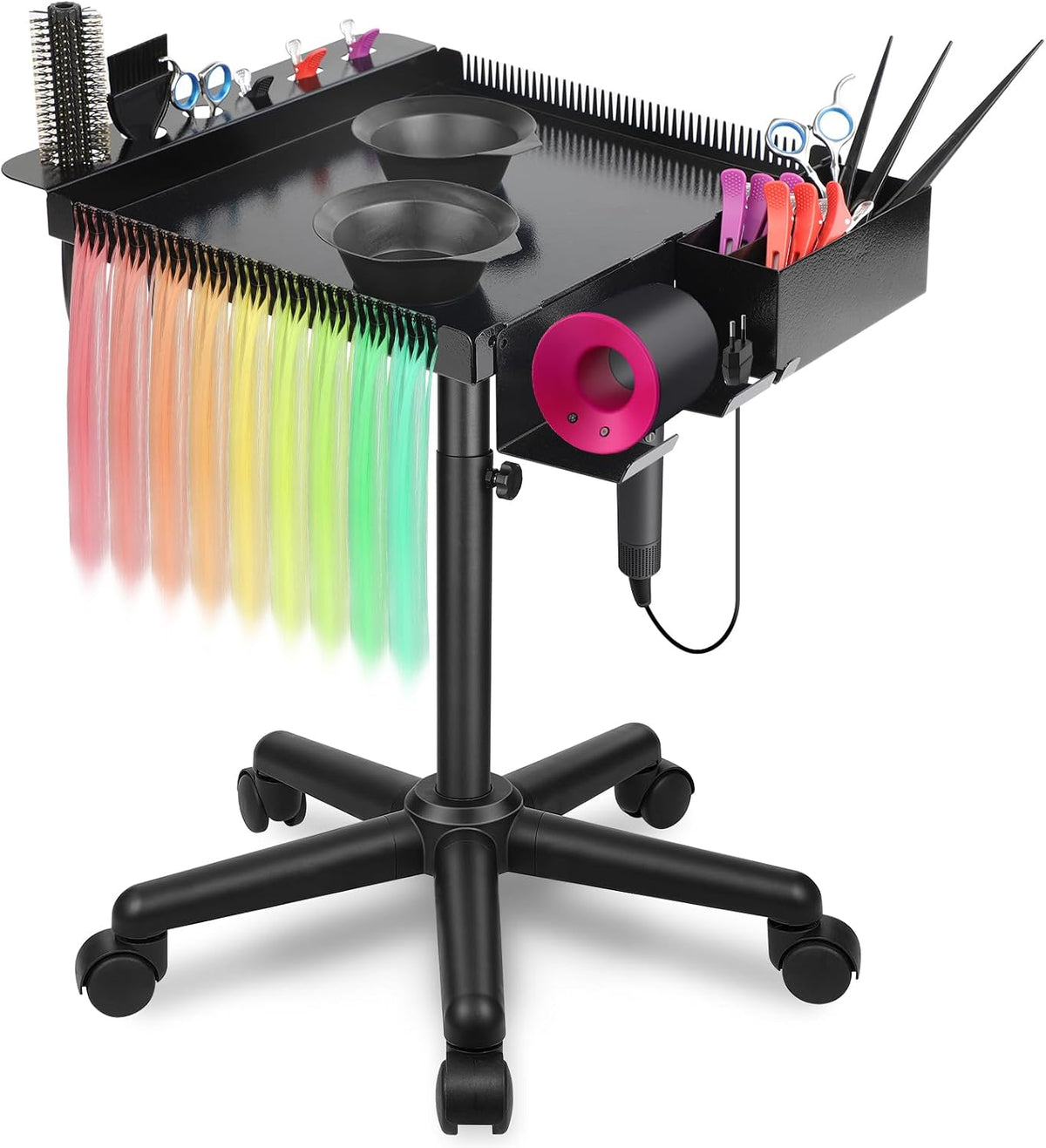 Multi-Function Salon Tray, Salon Rolling Tray cart (with Wheels), Beauty & Hairdressing Tray for Hair Stylist,.Suitable for Tattoo parlors, Hair Salons, Personal Designers.