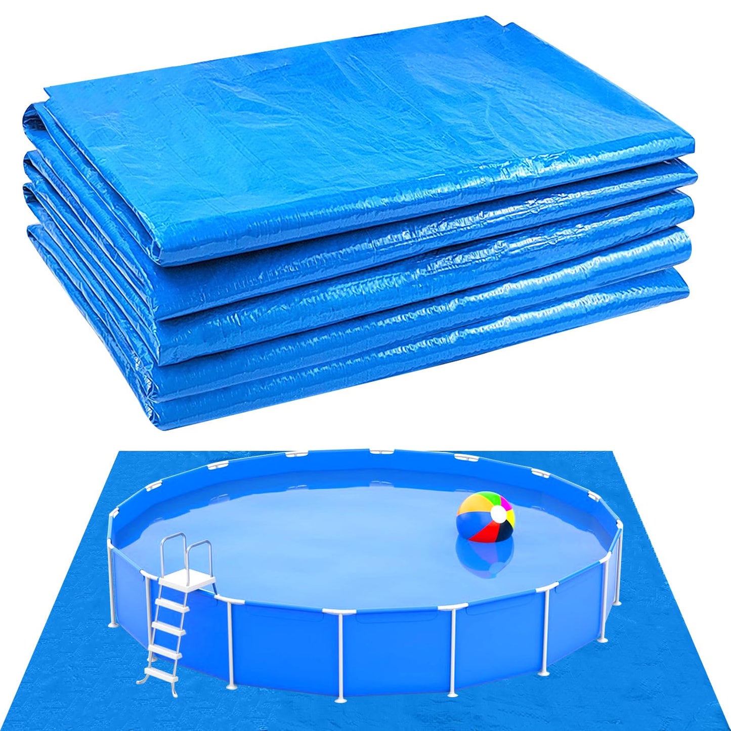 YEXEXINM 11 x 11 Ft Pool Ground Cloths,Swimming Pool Waterproof PE Swimming Pool Liner Pad for Protect Above Ground Pool Blanket for 8ft to 10ft Frame Above Ground Pools Accessories Prevents Punctures