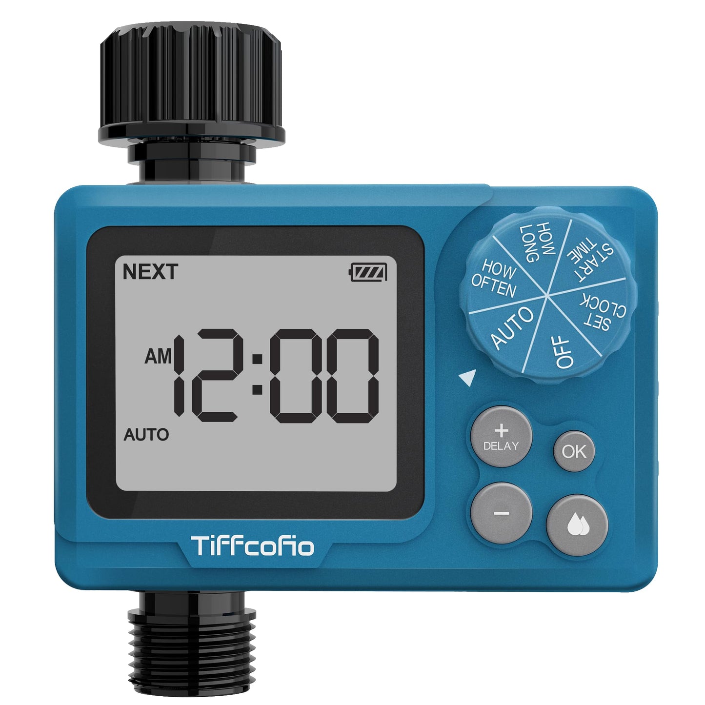 TiFFCOFiO Sprinkler Timer Outdoor, Digital Programmable for Garden Hose, Irrigrtion Timer with Rain Delay and Manual Mode (1 Pack)