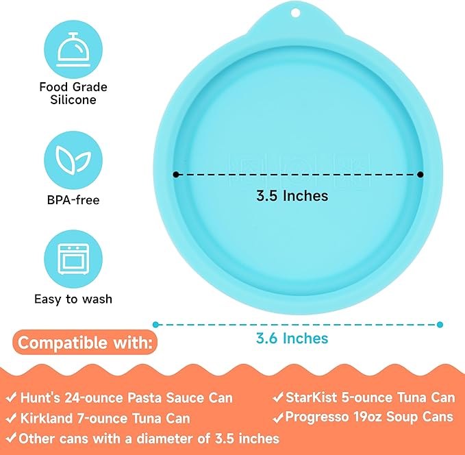 4PCs 3.5-inch/8.2cm Silicone Can Lids, Food Sealing Lids for 3.5-inch Can, Durable and Reusable Lids, Freezer Dishwasher Safe (Can NOT Included)