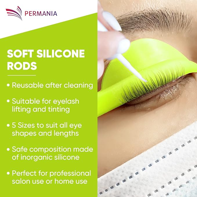 Silicone Curler Pad, PERMANIA 10Pcs/5sizes for Lash Perm Kit Reusable Soft C & D Curls Eyelash Lifting Rod Makeup Beauty Tool Lash Lift Pads (Yellow)