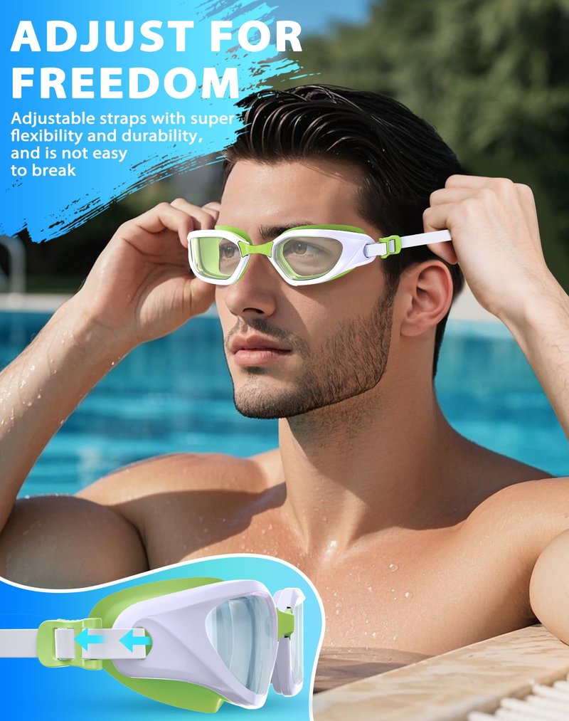 Vegemono Swim Goggles, Unisex Adult Swimming Goggles Anti Fog Anti UV No Leakage Wide View for Men Women Youth