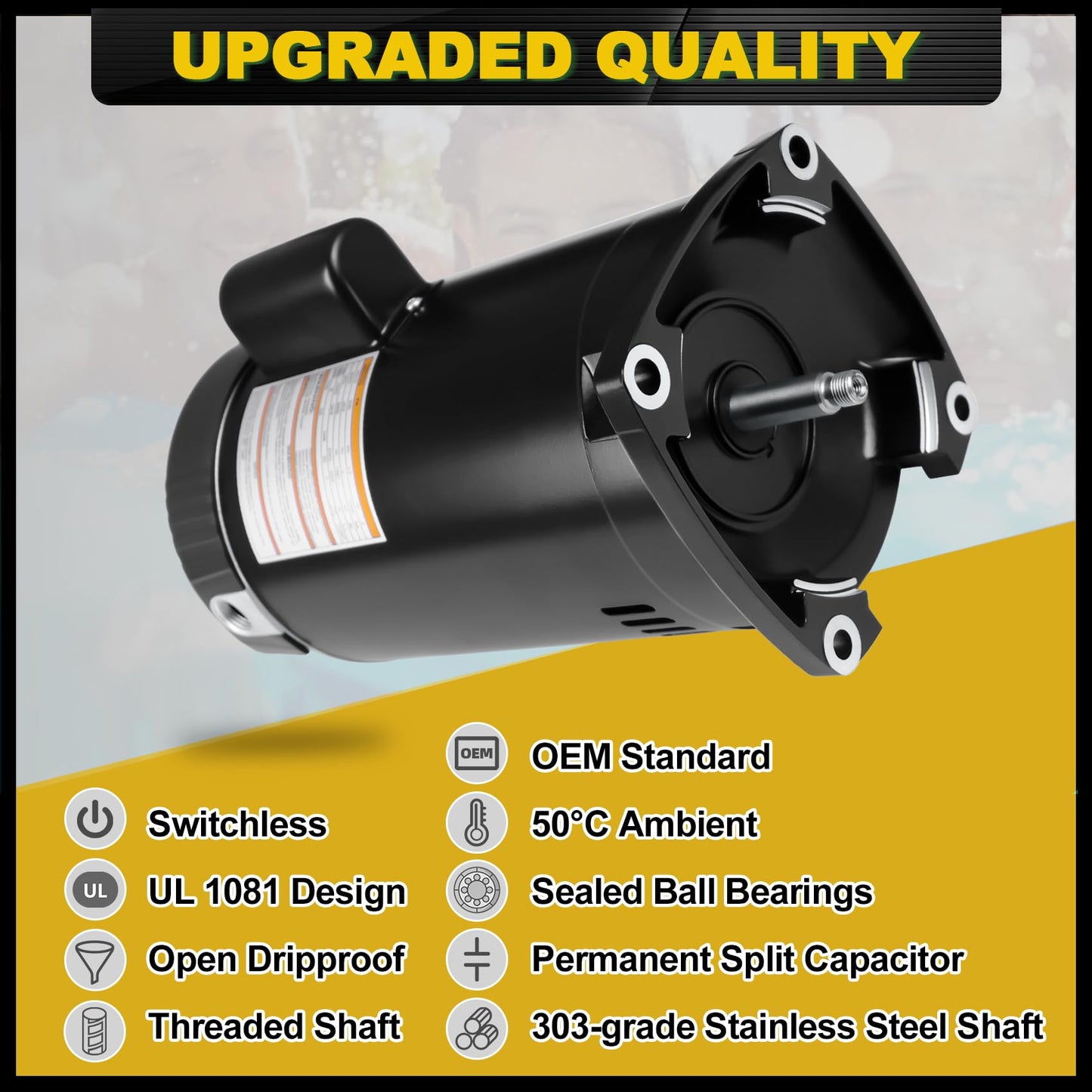 2 HP Pool Pump Motor Compatible with A.O. Smith Century ‎B2855 ‎B855, for Pentair Sta-Rite Whisperflo Challenger Pinnacle Anthony AR2 Series Pumps, 2HP Single Speed Square Pool Motor, 230 V, 1.5 KW