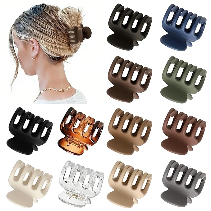 12Pcs Hair Clips for Women 1.8 Inch Small Claw Clips for Thin Hair Medium Hair Claw Clips for Thick Hair Accessories for Women Girls (Transparent)