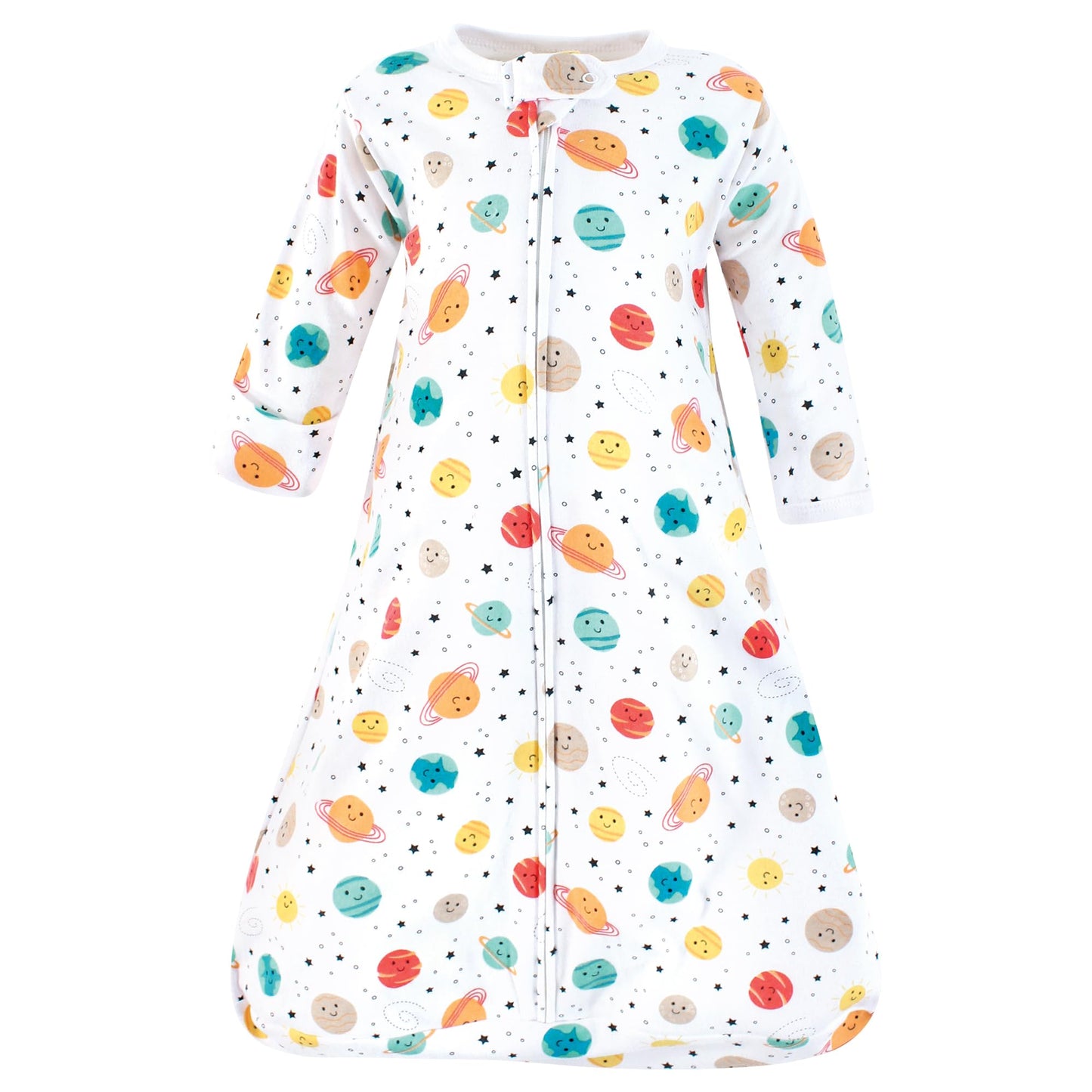 Hudson Baby Unisex Baby Cotton Long-Sleeve Wearable Sleeping Bag, Sack, Blanket, Happy Planets, 3-9 Months