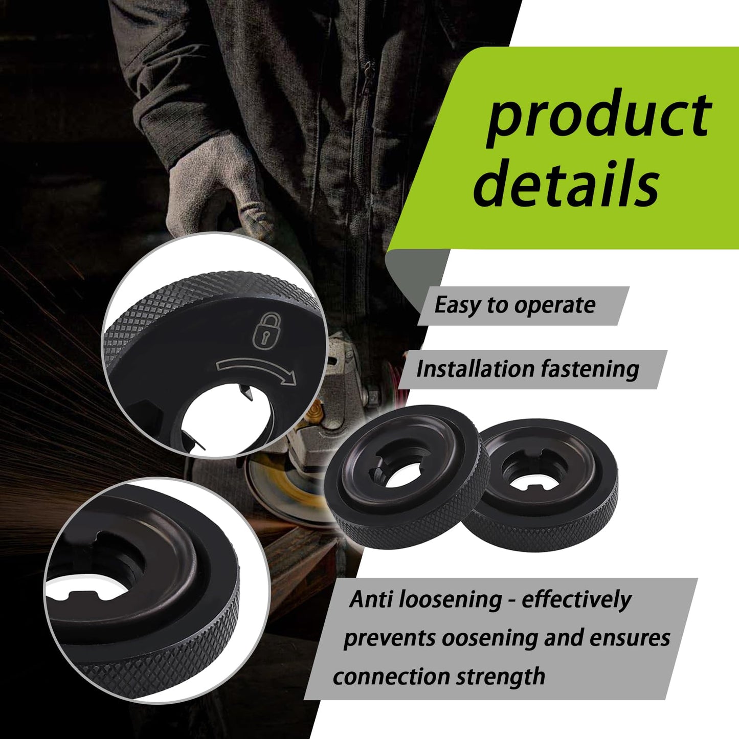 Ciuouient N484249 Angle Grinder Flanged Hex Nut Compatible with Grinder DCG413B DCG413B-B3 DCG413P2-B3 DCG413R2 DCG414B DCG414T1 DCG414T2 DCG414T2-B3 DWE43214N DWE43231VS(2pcs)