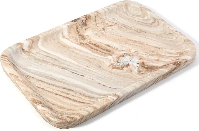Koville Marble Tray, 12"x8" Natural Marble Vanity Tray for Countertop Bathroom Kitchen Dresser, Decorative Catchall Trays for Perfume Jewelry, Rectangular Stone Serving TrayÃ¯Â¼ÂPalissandroÃ¯Â¼Â