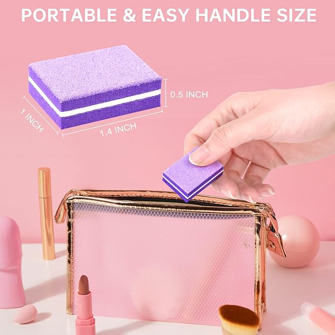 Mini Nail Buffer Block File 100/180 Grit Sponge Buffing Sanding Blocks Manicure Tools 50Pcs (Purple)