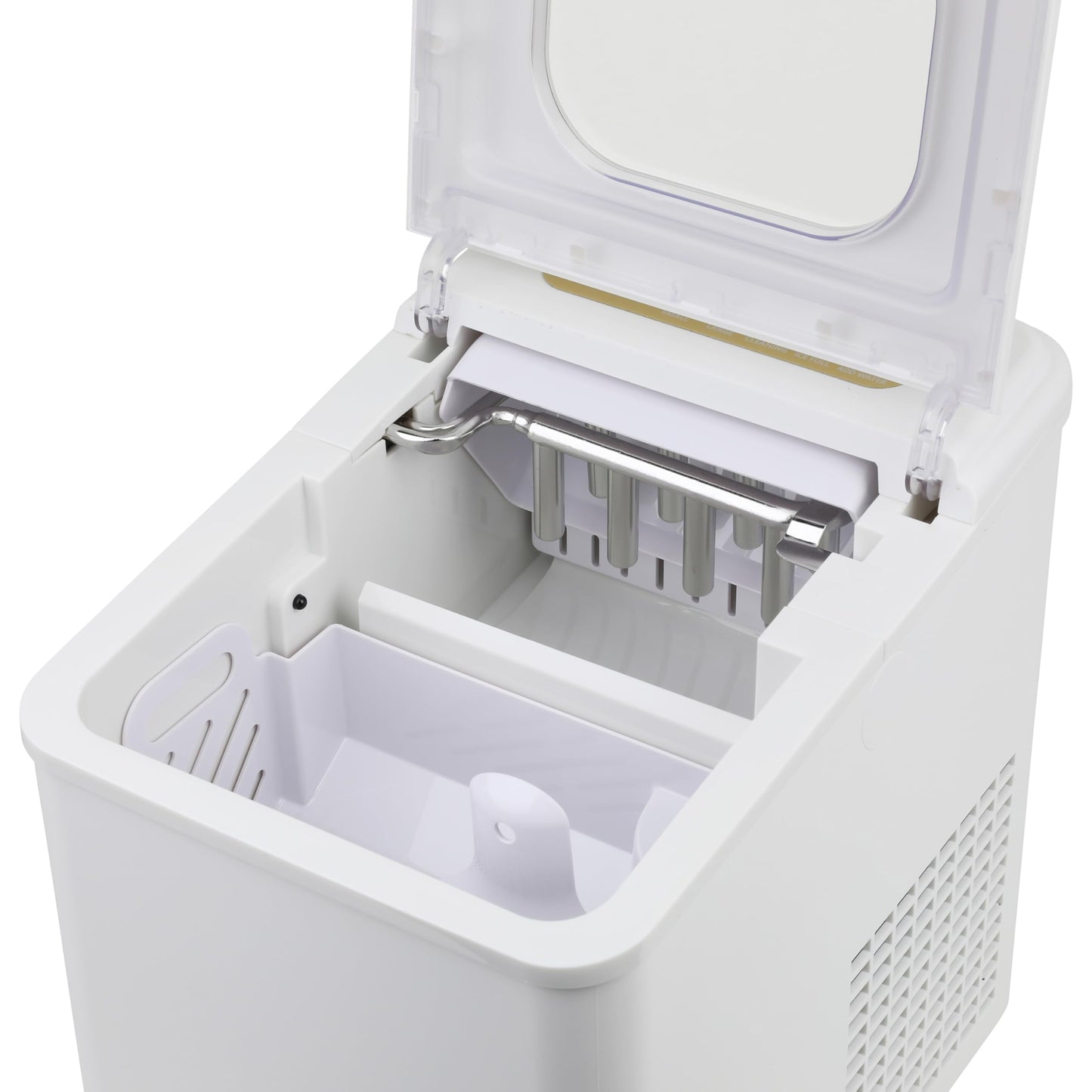 West Bend Timeless Ice Maker Mighty Ice Countertop Design Makes 26 Pounds of Bullet-Shaped Ice Cubes in 24 Hours, Digital Touch Controls and Self Cleaning Function, Includes Scoop, White/Gold