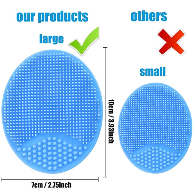 Baby Bath Brush, Baby Cradle Cap Brush, Silicone Massage Brush, Silicone Scrubbers Exfoliator Brush, Baby Skin Scrubbers for Dry Skin, Cradle Cap and Eczema (Large-Blue & Green)