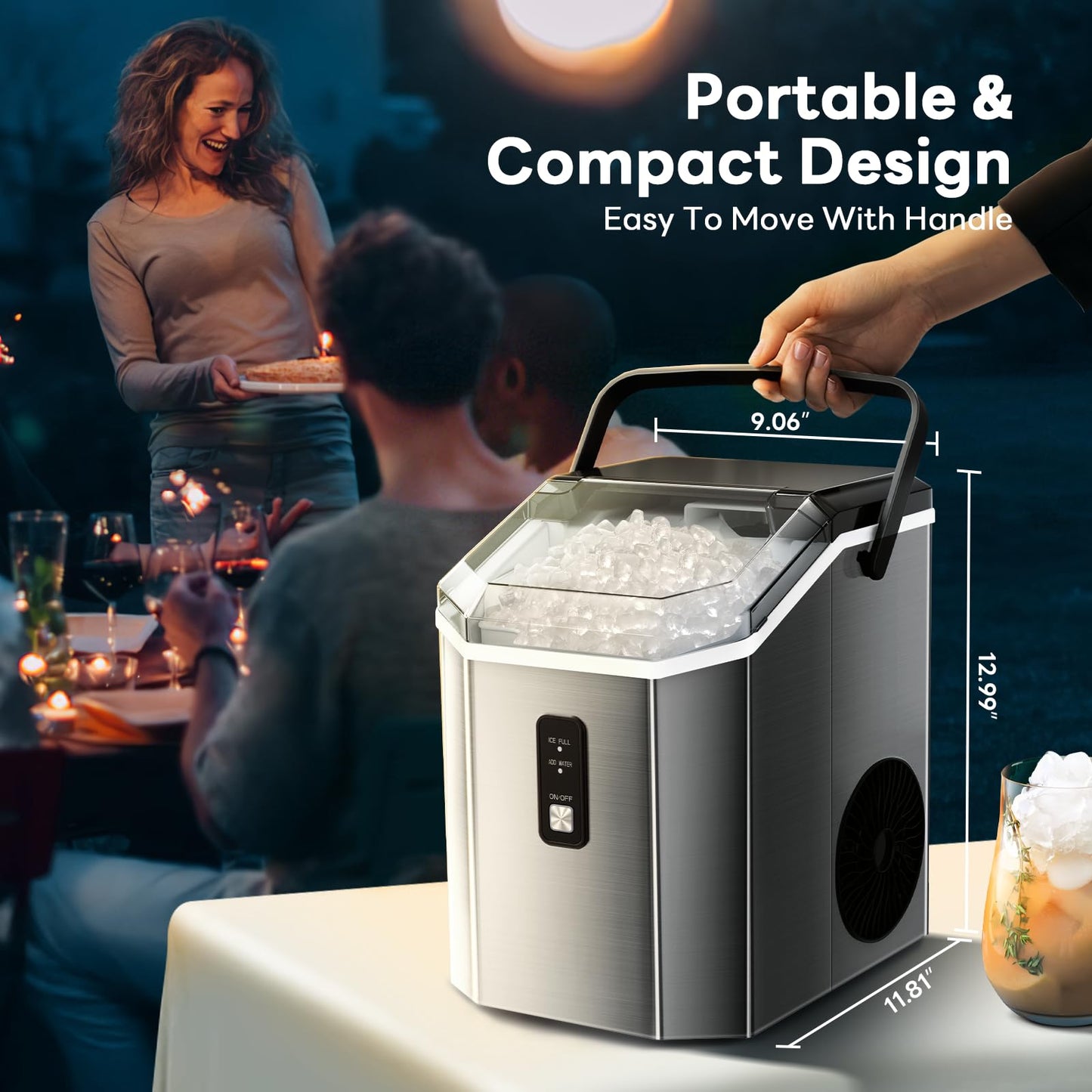 Electactic Portable Nugget Ice Maker with Self Cleaning