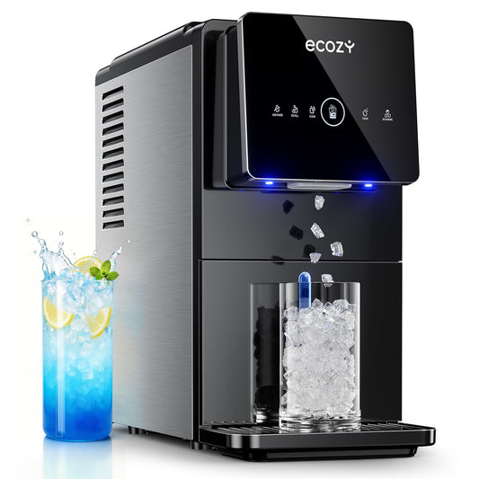 ecozy Nugget Ice Makers Dispenser 40 lbs Per Day Pebble Sonic Ice Machine Countertop, Touch-Free Ice, Self-Cleaning, Mistalo Drop Slim for Home Kitchen Office