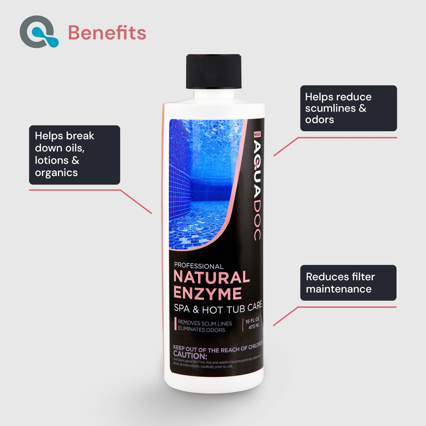 AquaDoc Spa Enzyme and Spa Clarifier Bundle - Includes 16oz Enzyme Cleaner and 16oz Hot Tub Water Clarifier - Hot Tub Chemicals Made in USA