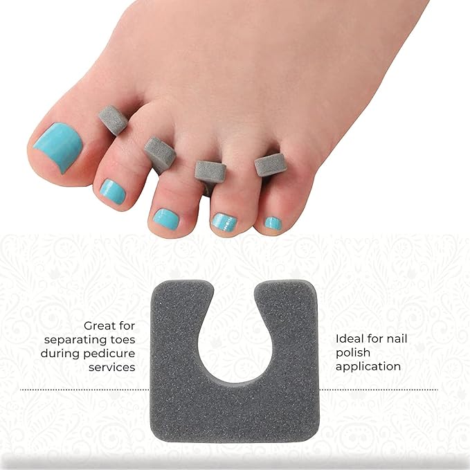 ForPro Professional Collection Sole Toe, Luxurious Foam, Individual Toe Separators for Pedicures, Cool Grey, 144-Count